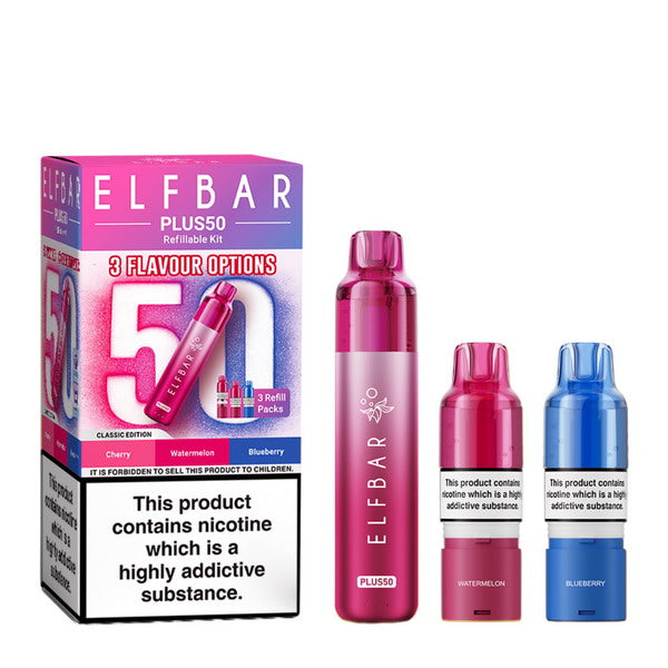 ELF BAR Plus 50 Pod Vape Kit | 50,000 Puffs | 3-Pod System