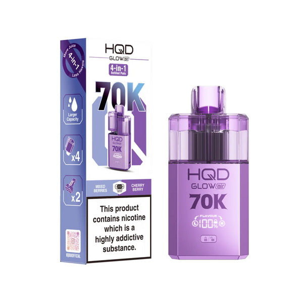 HQD Glow Air 70K Vape Kit | Dual Flavour Switch | 4-Pod System