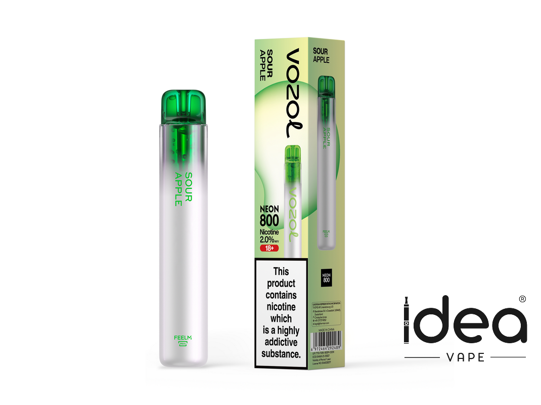 Vozol Neon 800 Disposable Vape Kit - SOUR APPLE - Idea Vape
