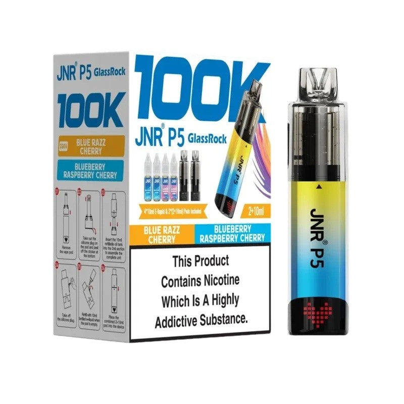 JNR P5 GlassRock 100K Refillable Kit | 15 Flavours | £12.99 Only