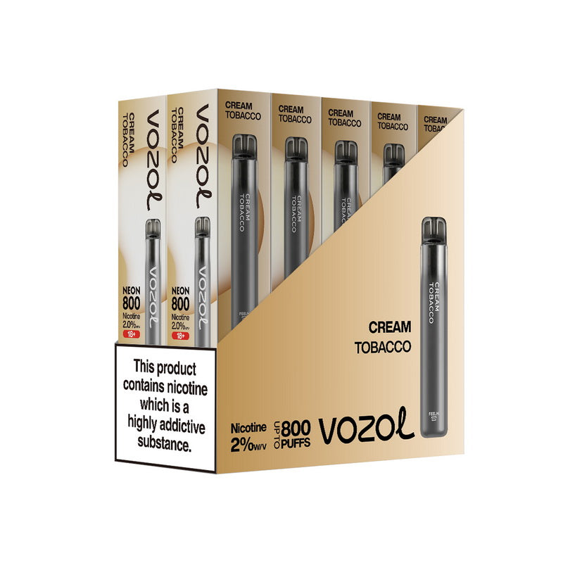 Vozol Neon 800 Disposable Vape Kit Wholesale - CREAM TOBACCO - Idea Vape