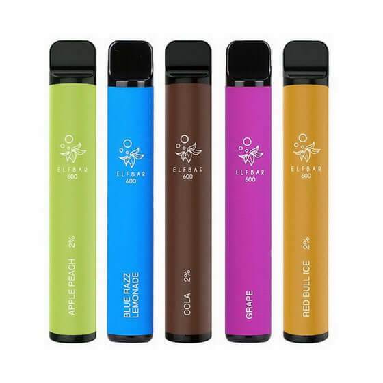 ELF Bar 600 Disposable Vape Kit Pens Bars 0MG Nicotine Free All Flavours