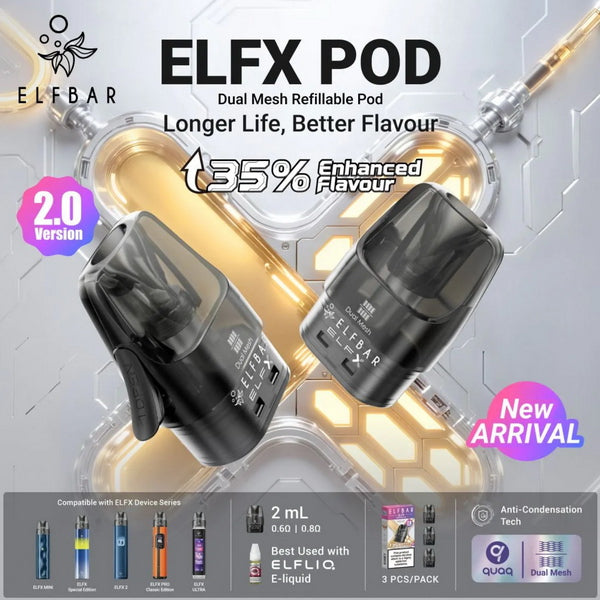 ELF Bar ELFX 2.0 Version Replacement Pods | 3-Pack - IDEA VAPE ELF Bar ELFX 2.0 Version Replacement Pods | 3-Pack - IDEA VAPE