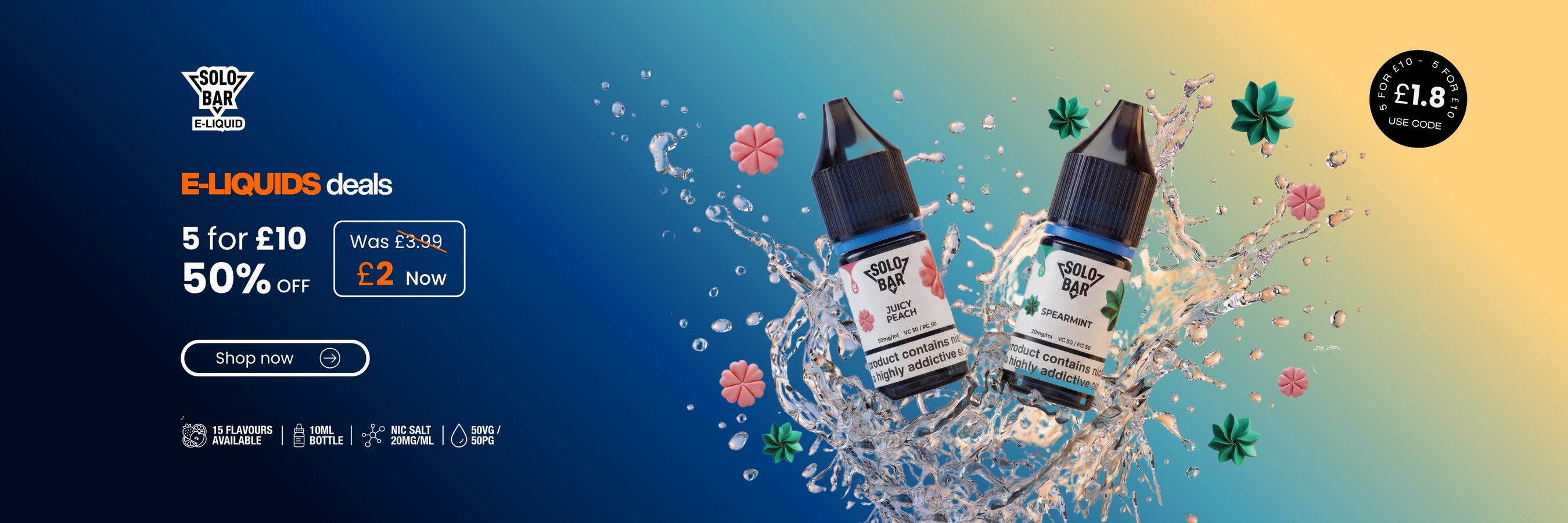 Solobar Nic Salt E-liquid 10ML | £1.80 Only