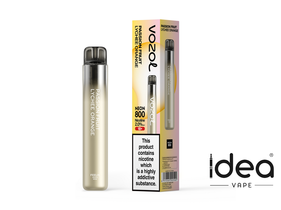 Vozol Neon 800 Disposable Vape Kit - PASSION FRUIT LYCHEE ORANGE - Idea Vape