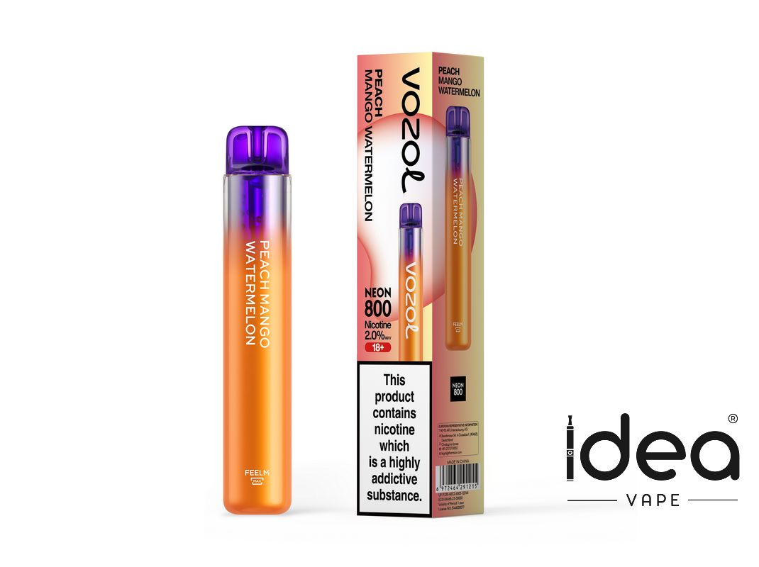 Vozol Neon 800 Disposable Vape Kit - PEACH MANGO WATERMELON - Idea Vape