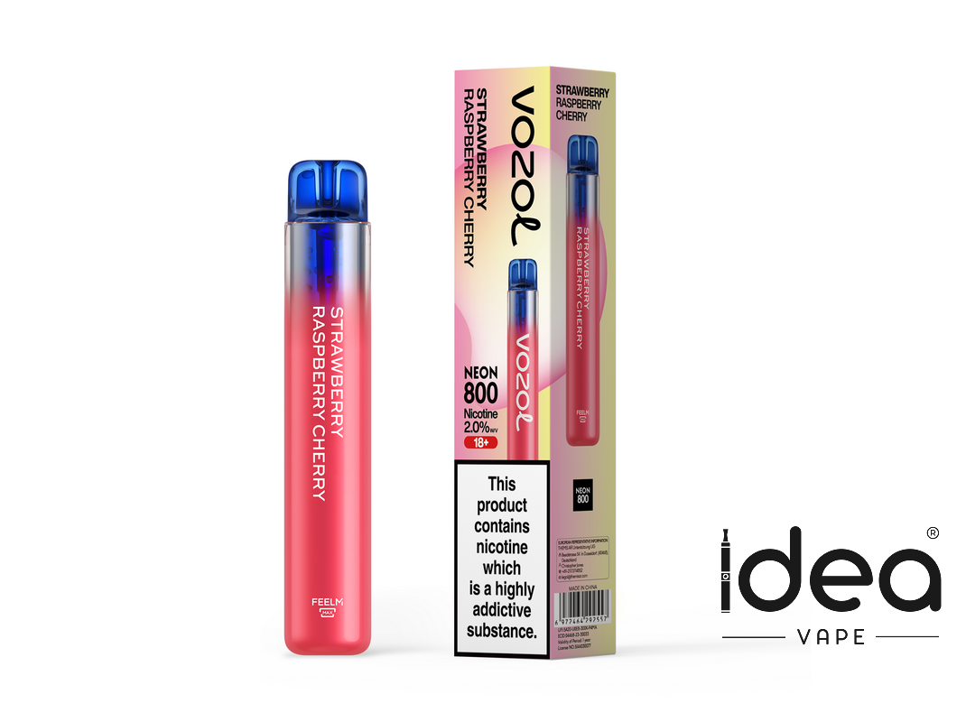 Vozol Neon 800 Disposable Vape Kit - STRAWBERRY RASPBERRY CHERRY - Idea Vape