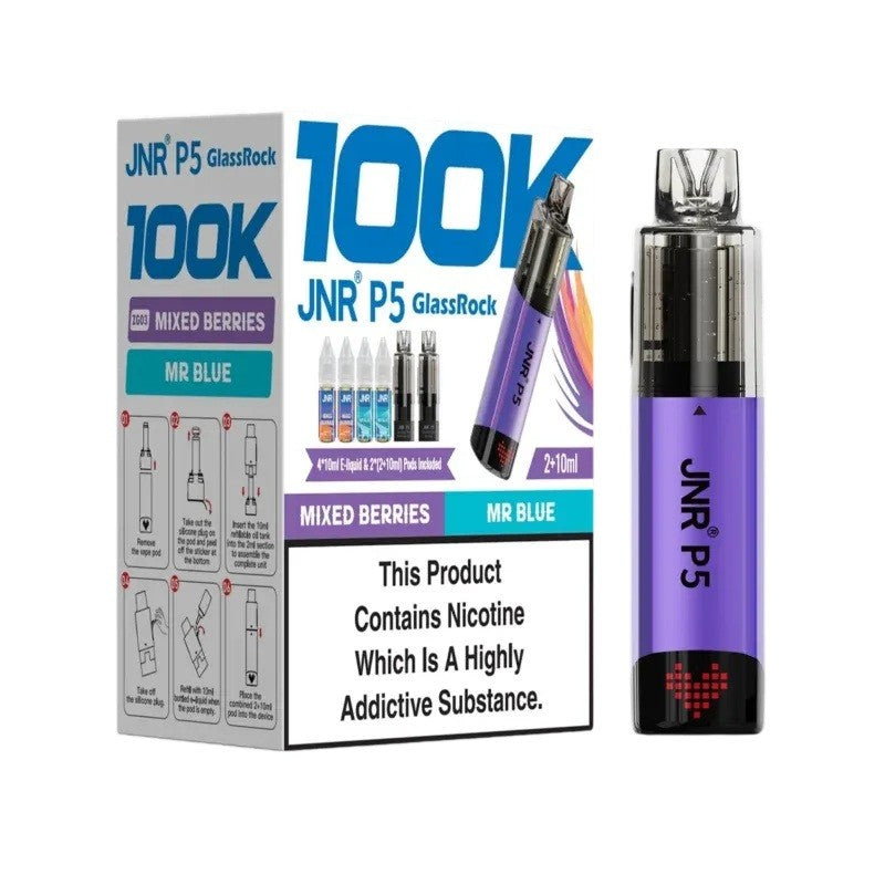 JNR P5 GlassRock 100K Refillable Kit | 15 Flavours | 1900mAh