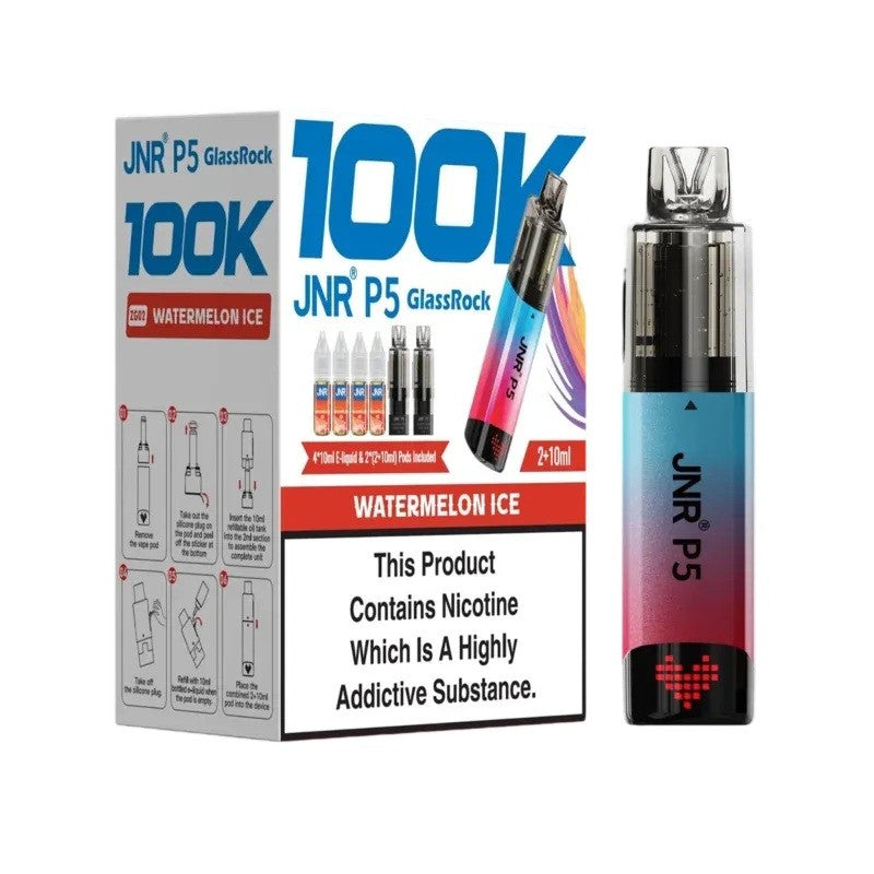 JNR P5 GlassRock 100K Refillable Kit | 15 Flavours | £12.99 Only