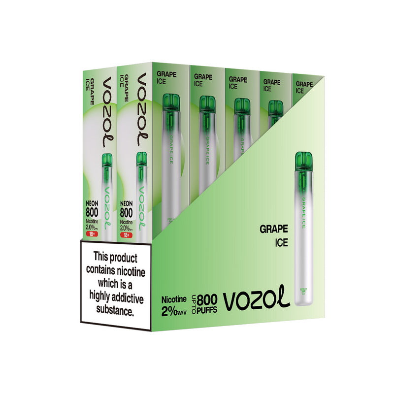 Vozol Neon 800 Disposable Vape Kit Wholesale - GRAPE ICE - Idea Vape