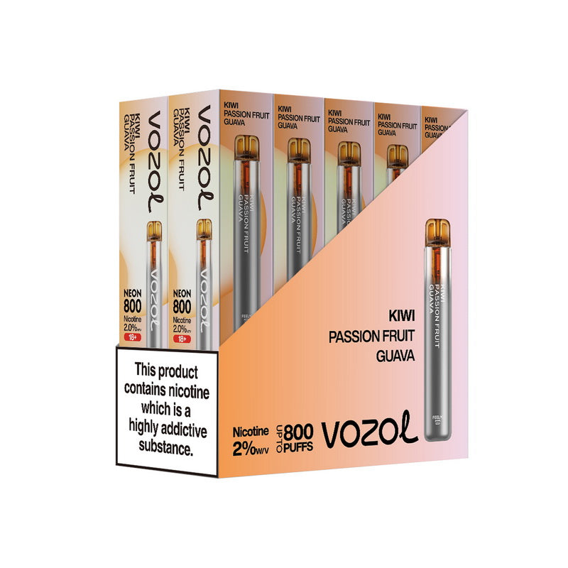 Vozol Neon 800 Disposable Vape Kit Wholesale - KIWI PASSION FRUIT GUAVA - Idea Vape