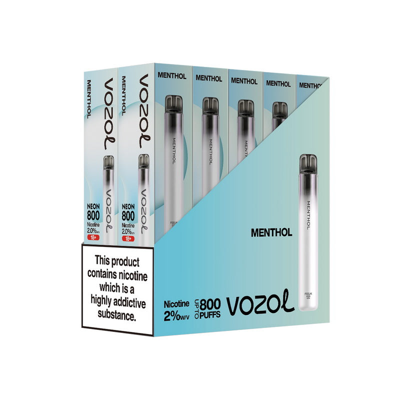 Vozol Neon 800 Disposable Vape Kit Wholesale - MENTHOL - Idea Vape