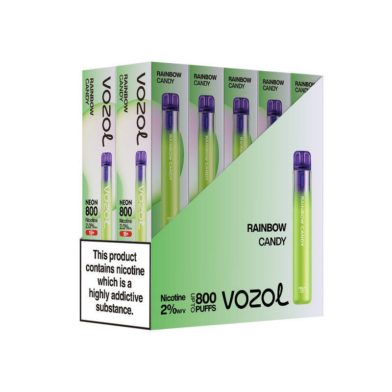 Vozol Neon 800 Disposable Vape Kit Wholesale - RAINBOW CANDY SOUR APPLE - Idea Vape
