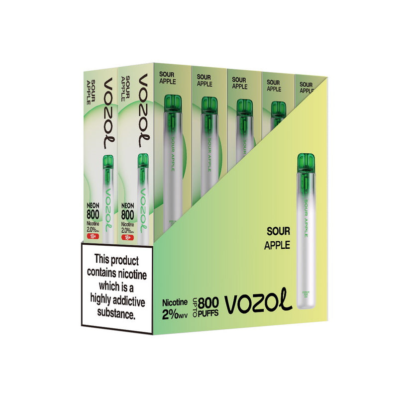 Vozol Neon 800 Disposable Vape Kit Wholesale - SOUR APPLE - Idea Vape