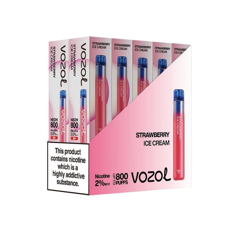Vozol Neon 800 Disposable Vape Kit Wholesale - STRAWBERRY ICE CREAM - Idea Vape