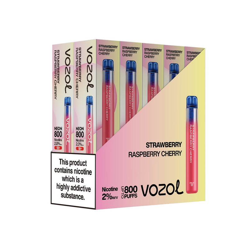 Vozol Neon 800 Disposable Vape Kit Wholesale - STRAWBERRY RASPBERRY CHERRY - Idea Vape
